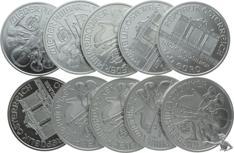 10 Stk. Österreich 1.5 Euro 2008 - 10 Stück 1 Unze Feinsilber